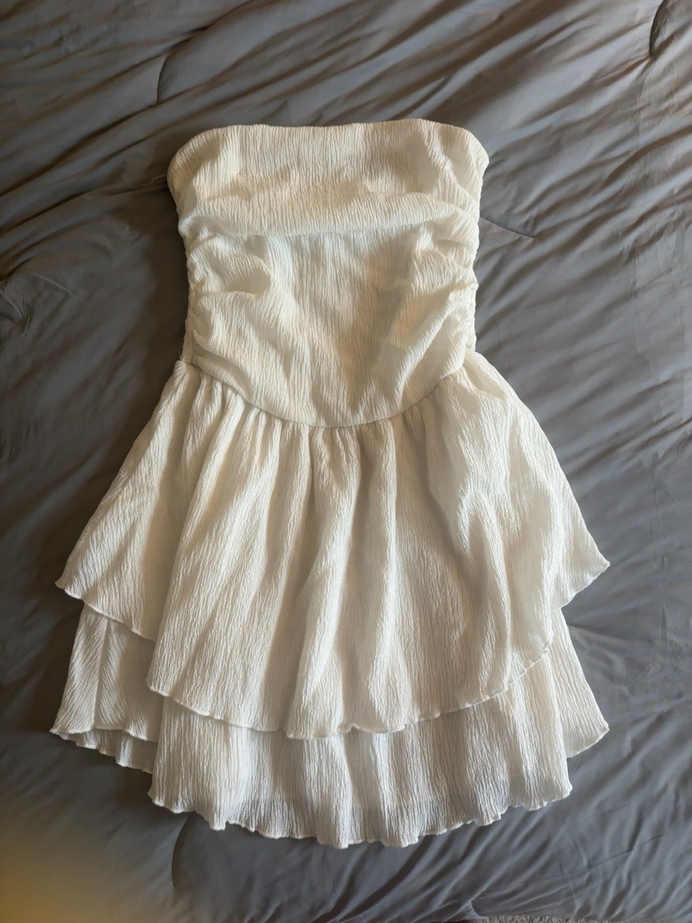 Cider White Strapless Tiered Mini Dress Size Large
